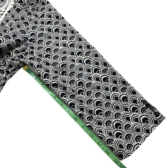 TALBOTS Black White Scalloped Print Crochet Detail Popover Blouse Medium 3/4 - Picture 11 of 11